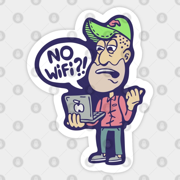 No WiFi cartoon character Nerd Geek Programmer Sticker by Cofefe Studio